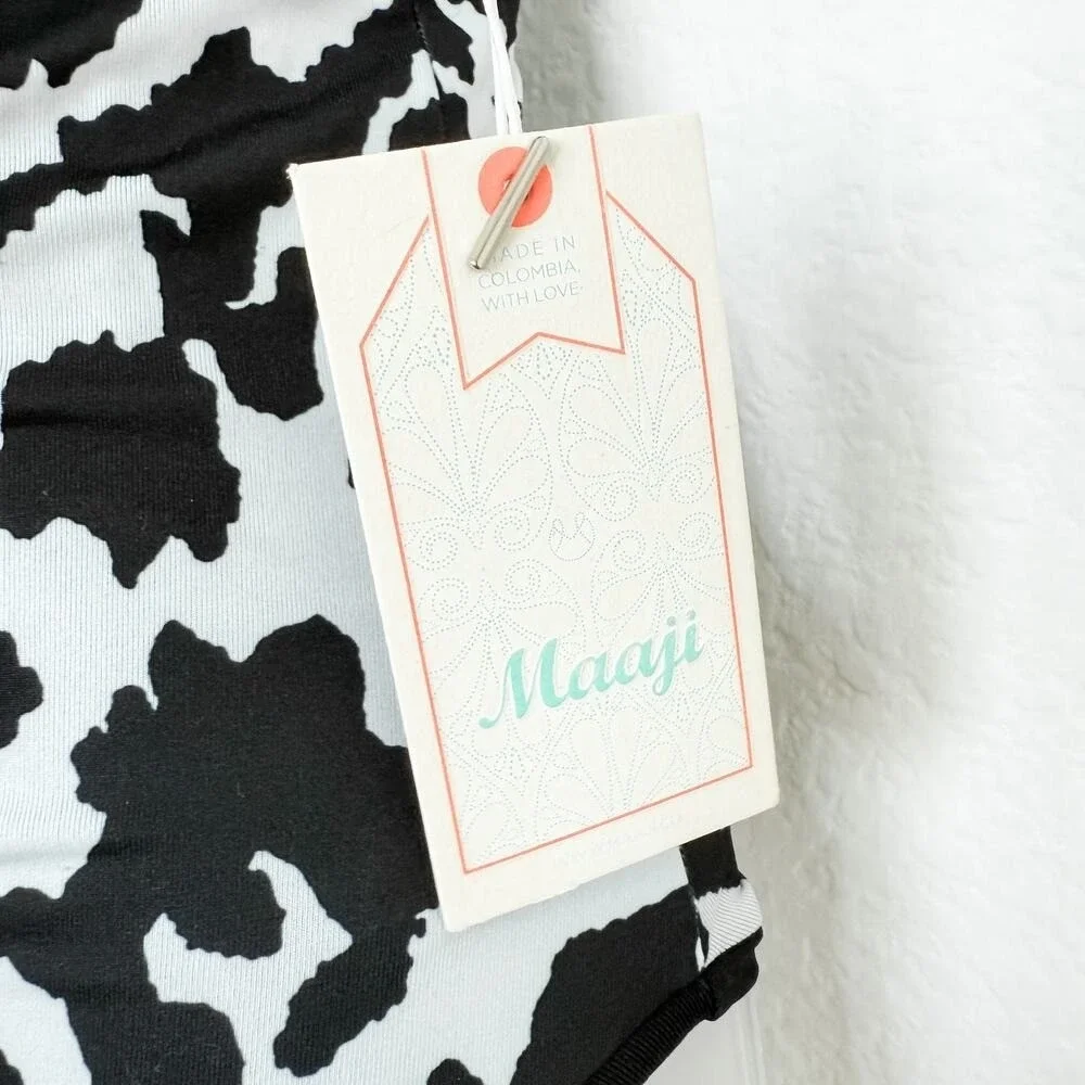 Maaji Reversible One Piece Swimsuit Medium Black White Cow Print Western Coastal